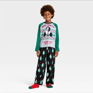 NEW ELF Festive Green and Black Kids Pajama Set 3 pc